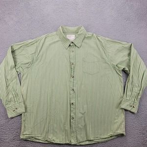 Wrangler Shirt Mens XXL Green Striped Button Up Western Long Sleeve Outdoors‎